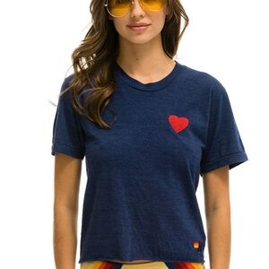 Avia Dark Blue Tee with Red Heart Accent